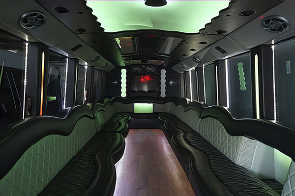 prom party bus interior with enoguh room
